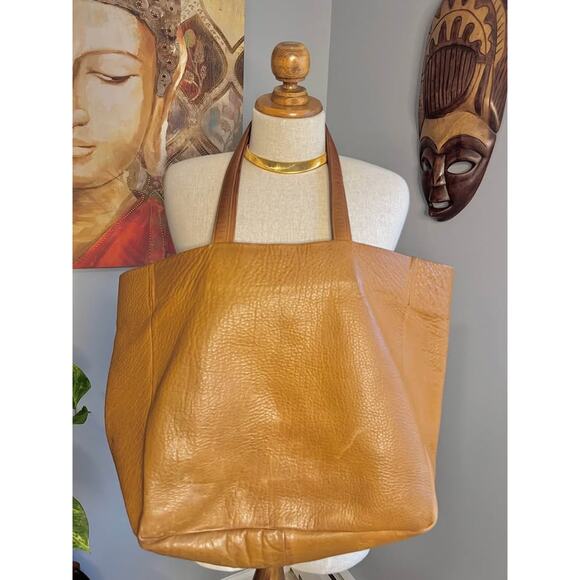 Baggu Oversized Leather Tote in Camel - Picture 7 of 10